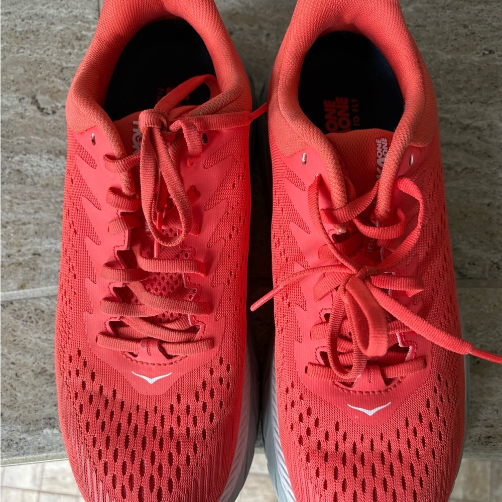 Hoka Clifton deep coral running/athletic tennis shoes